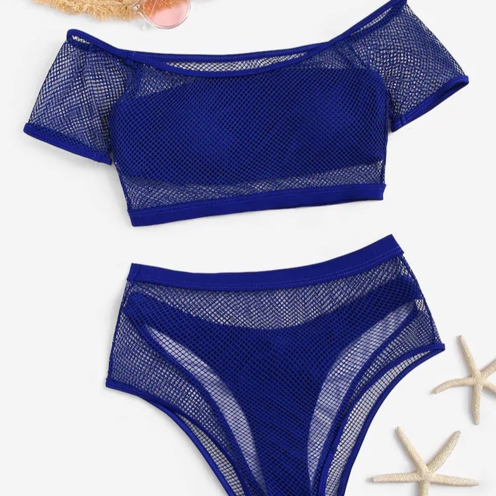 Blue bikini with net bikini ( 2 separate)